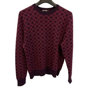 Mr Turk Purple Pattern Merino Wool Sweater - Sz L